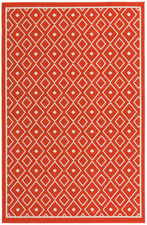 Unique Loom Outdoor Trellis Kafes Machine Made Geometric Rug Rust Red, Ivory 5' 3" x 8' 0"