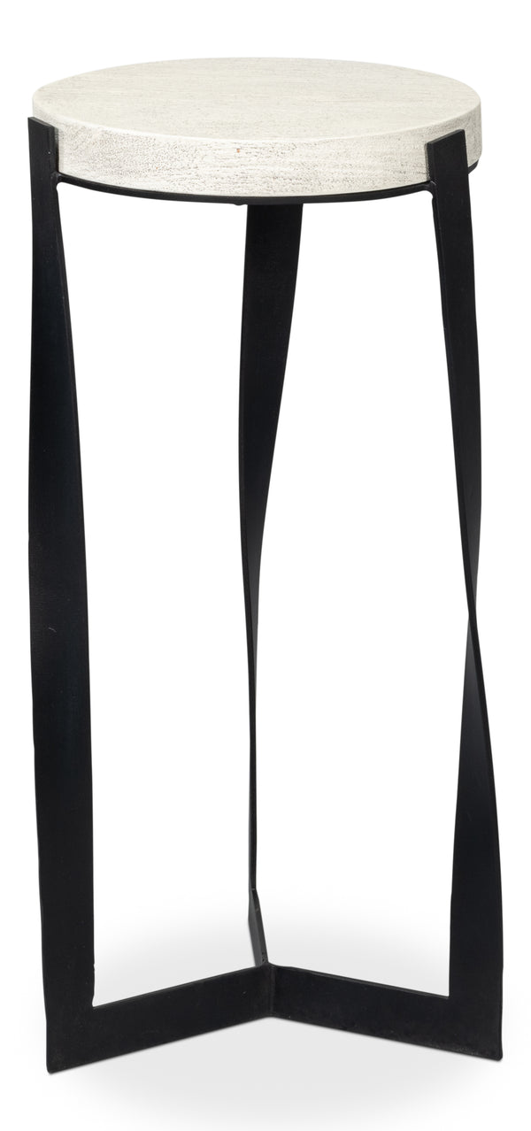 Sarreid Evan End Table - Stylish Mango Wood Design With Durable Metal Base For Modern Home Decor Grey  53920