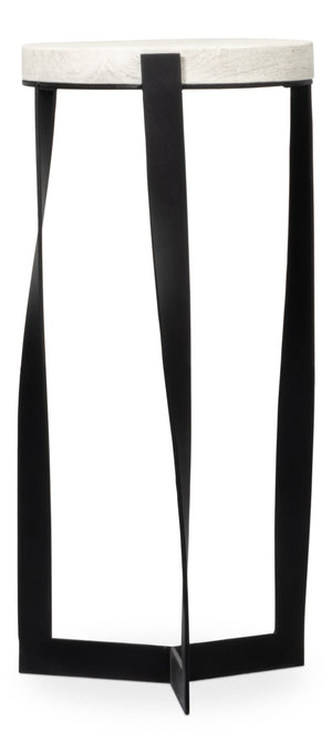 Sarreid Evan End Table - Stylish Mango Wood Design With Durable Metal Base For Modern Home Decor Grey  53920