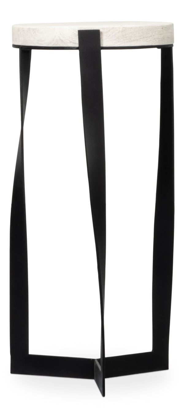 Sarreid Evan End Table - Stylish Mango Wood Design With Durable Metal Base For Modern Home Decor Grey  53920