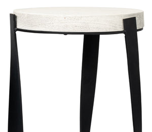 Sarreid Evan End Table - Stylish Mango Wood Design With Durable Metal Base For Modern Home Decor Grey  53920