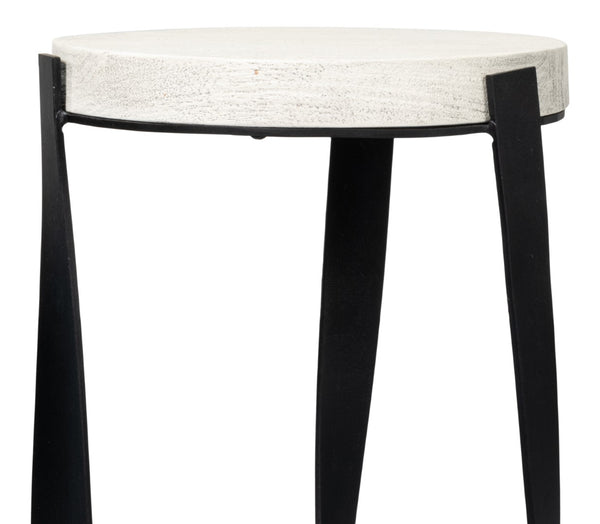 Sarreid Evan End Table - Stylish Mango Wood Design With Durable Metal Base For Modern Home Decor Grey  53920