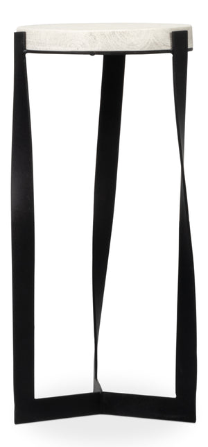 Sarreid Evan End Table - Stylish Mango Wood Design With Durable Metal Base For Modern Home Decor Grey  53920