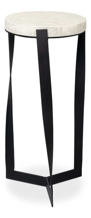 Sarreid Evan End Table - Stylish Mango Wood Design With Durable Metal Base For Modern Home Decor Grey  53920