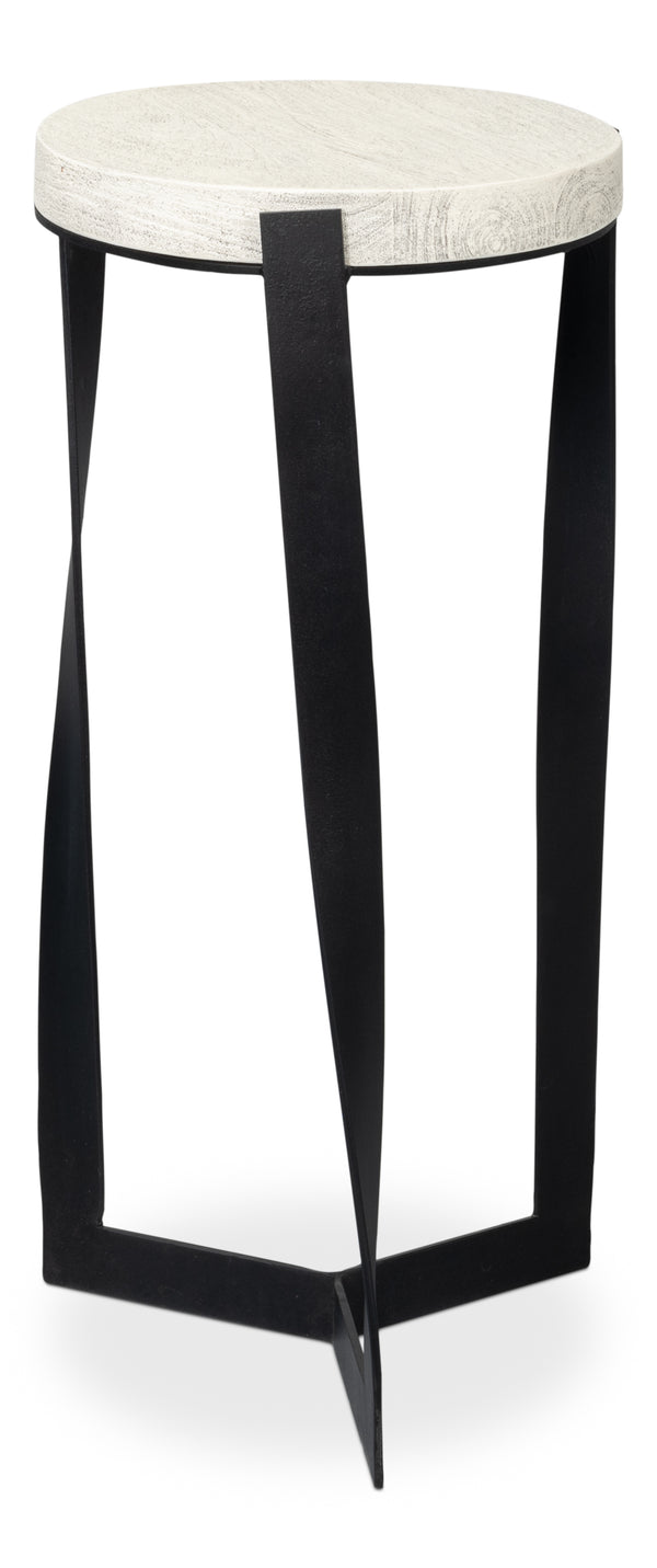 Sarreid Evan End Table - Stylish Mango Wood Design With Durable Metal Base For Modern Home Decor Grey  53920