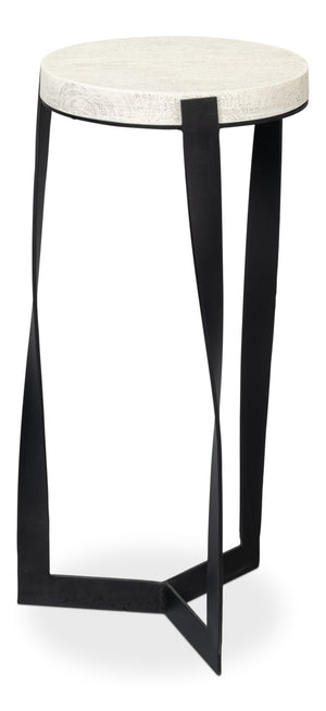 Sarreid Evan End Table - Stylish Mango Wood Design With Durable Metal Base For Modern Home Decor Grey  53920