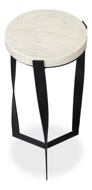 Sarreid Evan End Table - Stylish Mango Wood Design With Durable Metal Base For Modern Home Decor Grey  53920