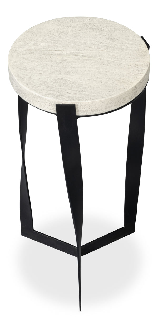 Sarreid Evan End Table - Stylish Mango Wood Design With Durable Metal Base For Modern Home Decor Grey  53920