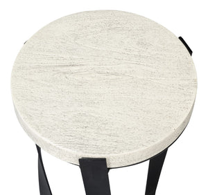 Sarreid Evan End Table - Stylish Mango Wood Design With Durable Metal Base For Modern Home Decor Grey  53920