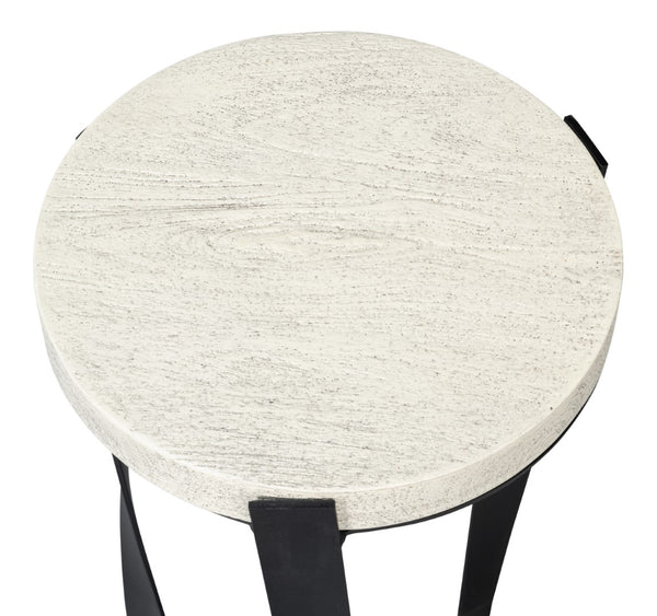 Sarreid Evan End Table - Stylish Mango Wood Design With Durable Metal Base For Modern Home Decor Grey  53920