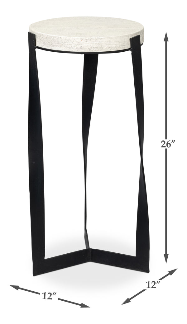 Sarreid Evan End Table - Stylish Mango Wood Design With Durable Metal Base For Modern Home Decor Grey  53920