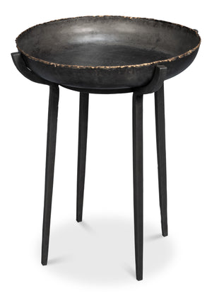 Sarreid Beckham Round End Table - Sleek Black Finish, Modern Metal Design For Stylish Living Room Decor Black  53922