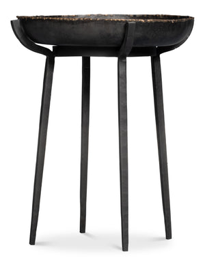 Sarreid Beckham Round End Table - Sleek Black Finish, Modern Metal Design For Stylish Living Room Decor Black  53922