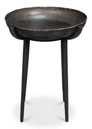 Sarreid Beckham Round End Table - Sleek Black Finish, Modern Metal Design For Stylish Living Room Decor Black  53922