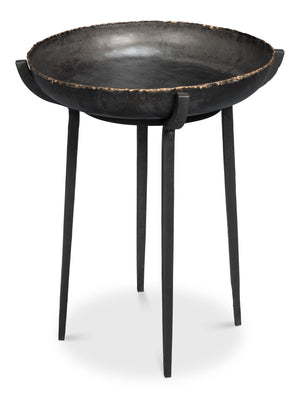 Sarreid Beckham Round End Table - Sleek Black Finish, Modern Metal Design For Stylish Living Room Decor Black  53922