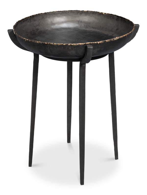 Sarreid Beckham Round End Table - Sleek Black Finish, Modern Metal Design For Stylish Living Room Decor Black  53922