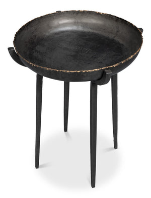 Sarreid Beckham Round End Table - Sleek Black Finish, Modern Metal Design For Stylish Living Room Decor Black  53922