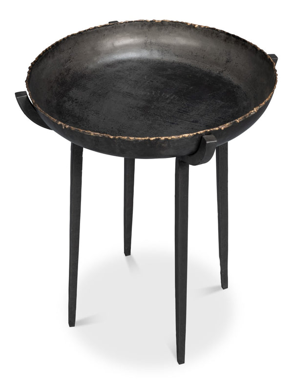 Sarreid Beckham Round End Table - Sleek Black Finish, Modern Metal Design For Stylish Living Room Decor Black  53922