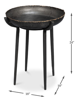 Sarreid Beckham Round End Table - Sleek Black Finish, Modern Metal Design For Stylish Living Room Decor Black  53922