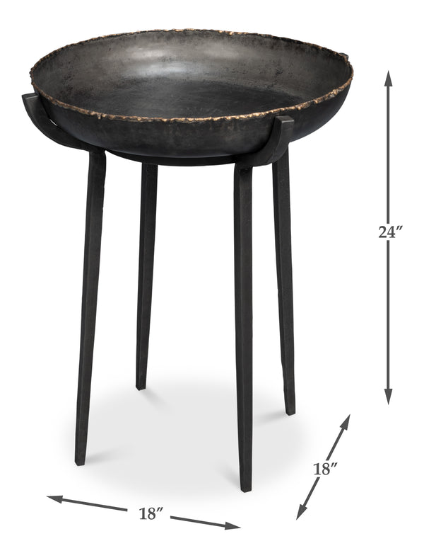 Sarreid Beckham Round End Table - Sleek Black Finish, Modern Metal Design For Stylish Living Room Decor Black  53922