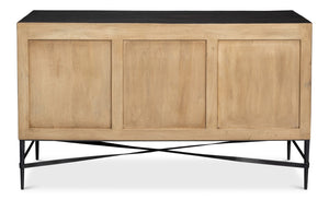 Sarreid Luke 3 Door Sideboard - Stylish Mango Wood With Metal Accents For Modern Home Storage Solutions Brown  53923