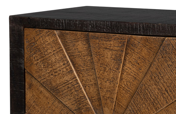 Sarreid Luke 3 Door Sideboard - Stylish Mango Wood With Metal Accents For Modern Home Storage Solutions Brown  53923