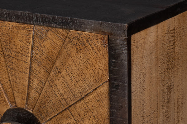 Sarreid Luke 3 Door Sideboard - Stylish Mango Wood With Metal Accents For Modern Home Storage Solutions Brown  53923