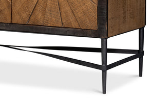 Sarreid Luke 3 Door Sideboard - Stylish Mango Wood With Metal Accents For Modern Home Storage Solutions Brown  53923