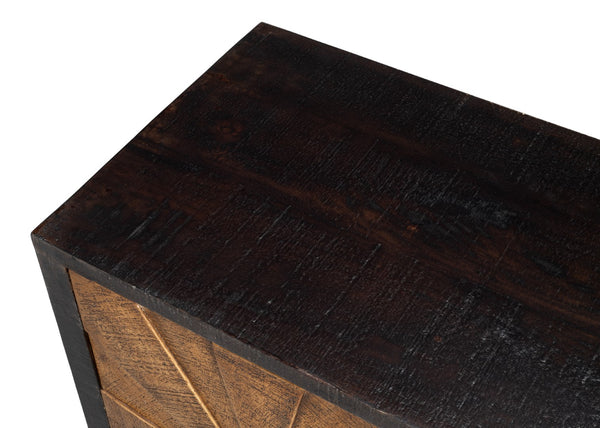 Sarreid Luke 3 Door Sideboard - Stylish Mango Wood With Metal Accents For Modern Home Storage Solutions Brown  53923