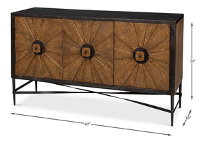 Sarreid Luke 3 Door Sideboard - Stylish Mango Wood With Metal Accents For Modern Home Storage Solutions Brown  53923