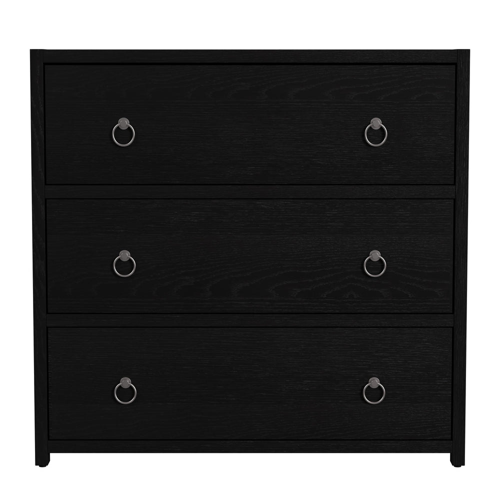 Butler Specialty Butler Lark 34" Rectangular Wood 3-drawer Dresser In Black – Minimalist Elegance For Your Bedroom! Black Acacia Solids,Rubberwood Solids,Mdf,Plywood 5392432-butler