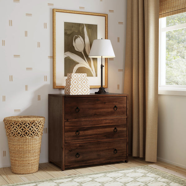 Butler Specialty Butler Lark 34" Rectangular Wood 3 Drawer Dresser - Elegant Storage For Traditional Style Bedrooms Medium Brown Acacia Solids,Rubberwood Solids,Mdf,Plywood 5392489-butler