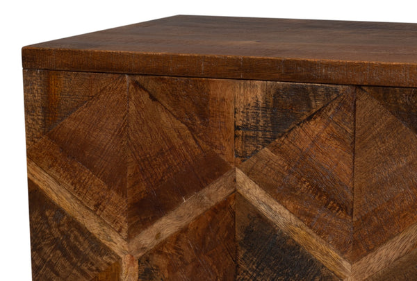 Sarreid Geo 3 Door Sideboard – Stylish Mango Wood & Metal Storage Solution For Modern Living Spaces Brown  53924