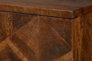 Sarreid Geo 3 Door Sideboard – Stylish Mango Wood & Metal Storage Solution For Modern Living Spaces Brown  53924