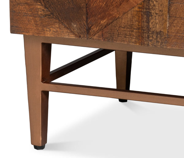 Sarreid Geo 3 Door Sideboard – Stylish Mango Wood & Metal Storage Solution For Modern Living Spaces Brown  53924