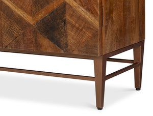 Sarreid Geo 3 Door Sideboard – Stylish Mango Wood & Metal Storage Solution For Modern Living Spaces Brown  53924