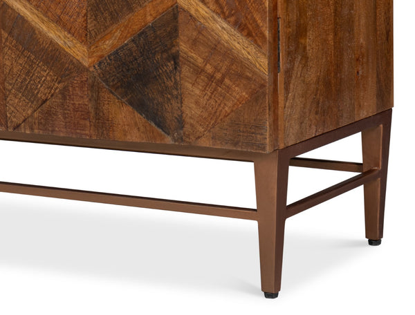 Sarreid Geo 3 Door Sideboard – Stylish Mango Wood & Metal Storage Solution For Modern Living Spaces Brown  53924