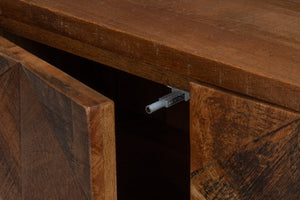 Sarreid Geo 3 Door Sideboard – Stylish Mango Wood & Metal Storage Solution For Modern Living Spaces Brown  53924