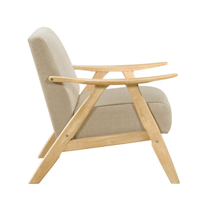 English Elm Modern Velvet Accent Chair with Dark Walnut Angular Frame, Streamlined Mid-Century Comfort Design Light Brown,Natural 35.5 L x 25.5 W x 20 H B011P271953