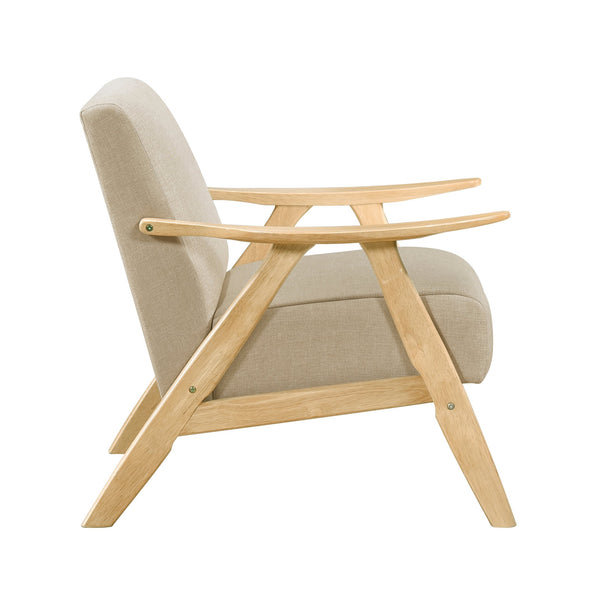 English Elm Modern Velvet Accent Chair with Dark Walnut Angular Frame, Streamlined Mid-Century Comfort Design Light Brown,Natural 35.5 L x 25.5 W x 20 H B011P271953