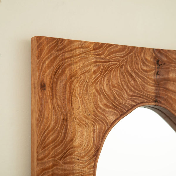 English Elm 20'' Timeline Mirror Rustic Rosewood Wall Mirror with Irregular Edge, Antique Grain, D-Ring Mounting, Versatile Decor W2615P346482