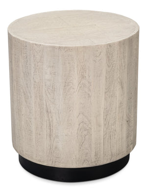 Sarreid Stanford End Table - Elegant Bone Finish With Durable Powder Coated Base, Mango Wood & Metal Design Beige  53938