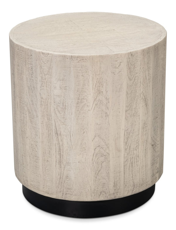 Sarreid Stanford End Table - Elegant Bone Finish With Durable Powder Coated Base, Mango Wood & Metal Design Beige  53938