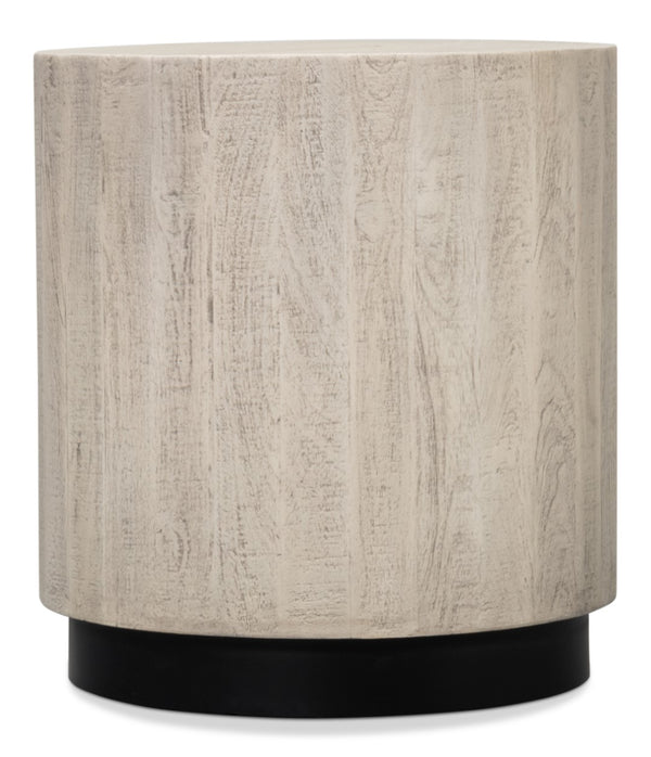 Sarreid Stanford End Table - Elegant Bone Finish With Durable Powder Coated Base, Mango Wood & Metal Design Beige  53938