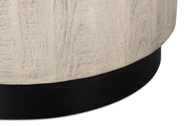 Sarreid Stanford End Table - Elegant Bone Finish With Durable Powder Coated Base, Mango Wood & Metal Design Beige  53938