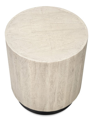 Sarreid Stanford End Table - Elegant Bone Finish With Durable Powder Coated Base, Mango Wood & Metal Design Beige  53938
