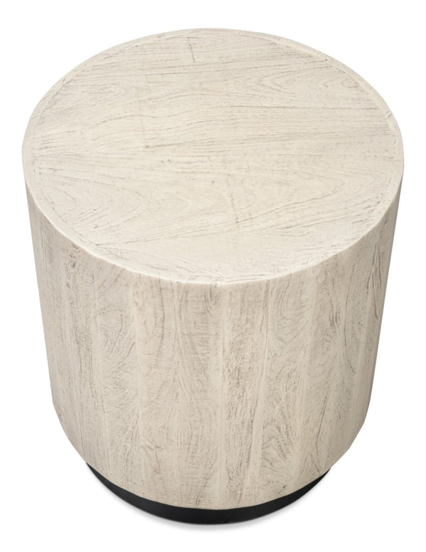 Sarreid Stanford End Table - Elegant Bone Finish With Durable Powder Coated Base, Mango Wood & Metal Design Beige  53938