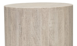 Sarreid Stanford End Table - Elegant Bone Finish With Durable Powder Coated Base, Mango Wood & Metal Design Beige  53938
