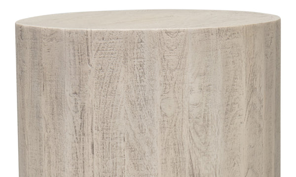 Sarreid Stanford End Table - Elegant Bone Finish With Durable Powder Coated Base, Mango Wood & Metal Design Beige  53938