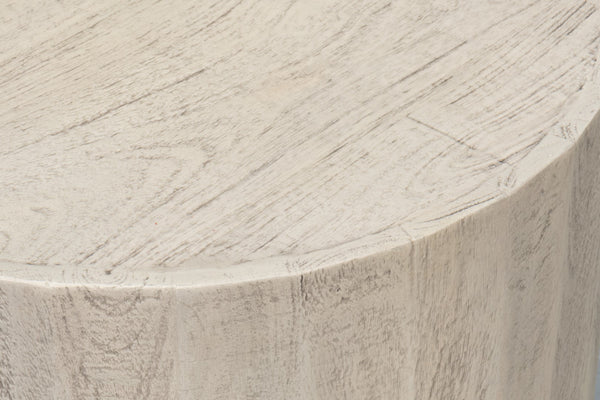 Sarreid Stanford End Table - Elegant Bone Finish With Durable Powder Coated Base, Mango Wood & Metal Design Beige  53938